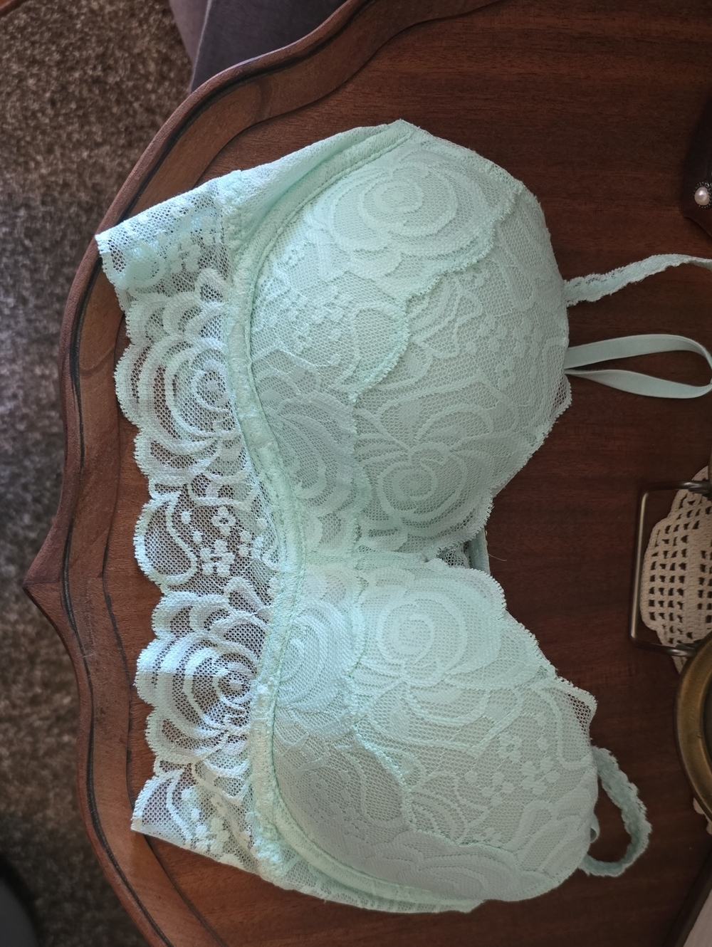 PINK Lace Push-Up Brallete in Mint Green